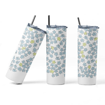 20 oz sublimation/waterslide skinny and taper tumbler wrap-Blue falling flower Sublimation Sharia Morton Designs 