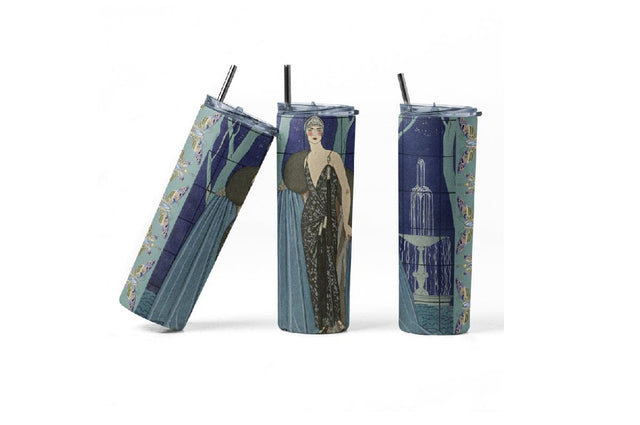 20 oz sublimation/waterslide skinny and taper tumbler wrap - blue flapper girl Sublimation Sharia Morton Designs 