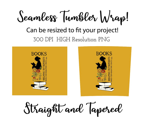 20 oz sublimation/waterslide skinny and taper tumbler wrap-Book introvert yellow Sublimation Sharia Morton Designs 