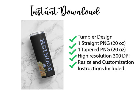 20 oz sublimation/waterslide skinny and taper tumbler wrap - book lovers black watercolor books Sublimation Sharia Morton Designs 