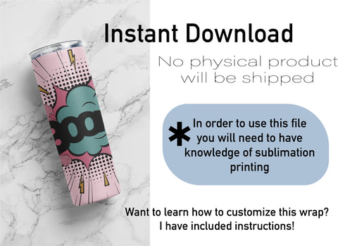 20 oz sublimation/waterslide skinny and taper tumbler wrap-Boom Sublimation Sharia Morton Designs 