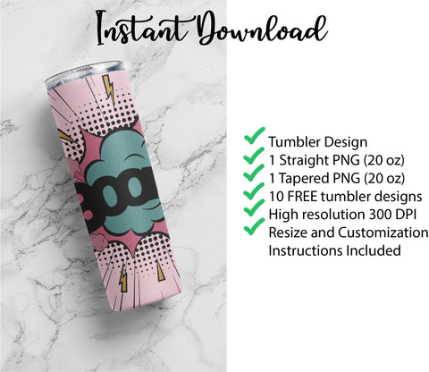 20 oz sublimation/waterslide skinny and taper tumbler wrap-Boom Sublimation Sharia Morton Designs 