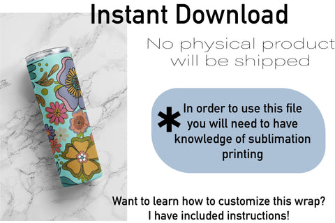 20 oz sublimation/waterslide skinny and taper tumbler wrap-Bright flower Sublimation Sharia Morton Designs 