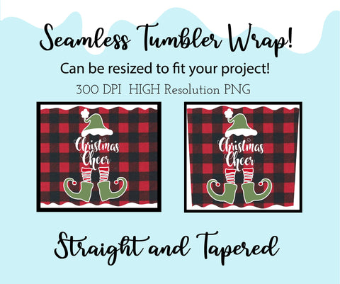 20 oz sublimation/waterslide skinny and taper tumbler wrap- Buffalo plaid christmas cheer elf Sublimation Sharia Morton Designs 
