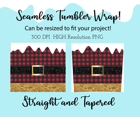20 oz sublimation/waterslide skinny and taper tumbler wrap-buffalo plaid Santa belt Sublimation Sharia Morton Designs 