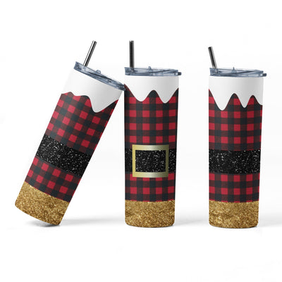 20 oz sublimation/waterslide skinny and taper tumbler wrap-buffalo plaid Santa belt Sublimation Sharia Morton Designs 