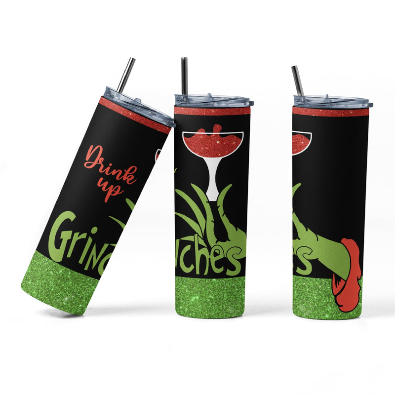 20 oz sublimation/waterslide skinny and taper tumbler wrap-Drink up grinches Sublimation Sharia Morton Designs 