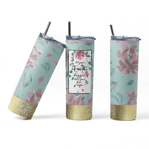 20 oz sublimation/waterslide skinny and taper tumbler wrap - faith bigger than fear Sublimation Sharia Morton Designs 