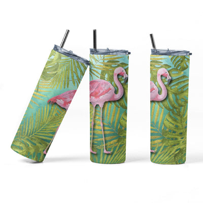 20 oz sublimation/waterslide skinny and taper tumbler wrap - flamingo Sublimation Sharia Morton Designs 