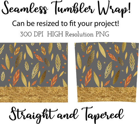 20 oz sublimation/waterslide skinny and taper tumbler wrap-Golden fall autumn leaves Sublimation Sharia Morton Designs 