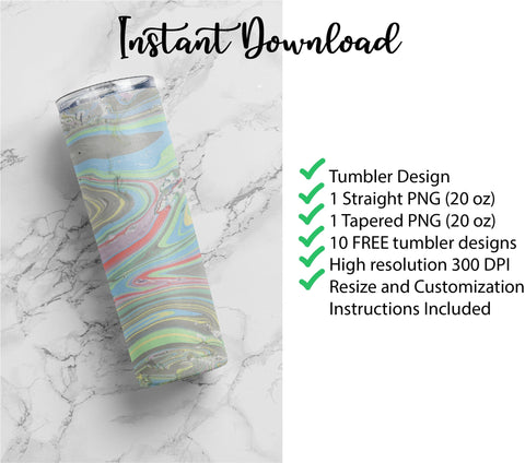 20 oz sublimation/waterslide skinny and taper tumbler wrap-green and blue marble Sublimation Sharia Morton Designs 
