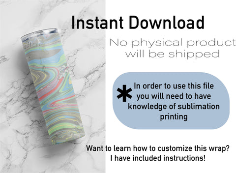 20 oz sublimation/waterslide skinny and taper tumbler wrap-green and blue marble Sublimation Sharia Morton Designs 
