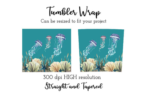 20 oz sublimation/waterslide skinny and taper tumbler wrap - jellyfish Sublimation Sharia Morton Designs 