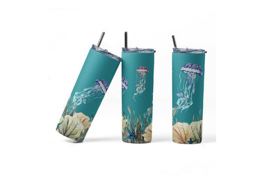 20 oz sublimation/waterslide skinny and taper tumbler wrap - jellyfish Sublimation Sharia Morton Designs 