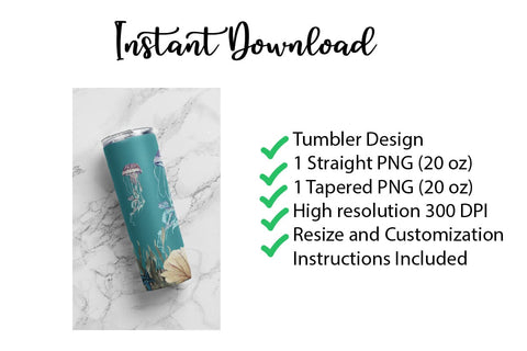 20 oz sublimation/waterslide skinny and taper tumbler wrap - jellyfish Sublimation Sharia Morton Designs 
