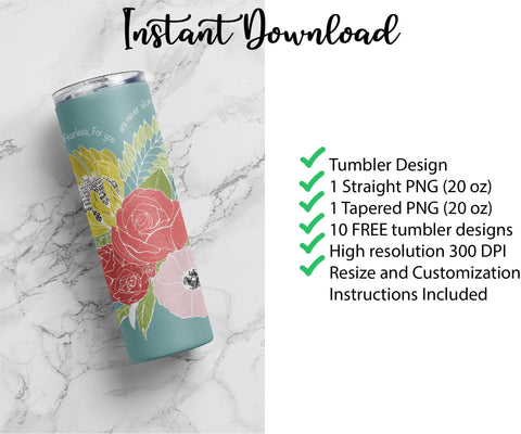 20 oz sublimation/waterslide skinny and taper tumbler wrap-Joshua 1-9 Sublimation Sharia Morton Designs 