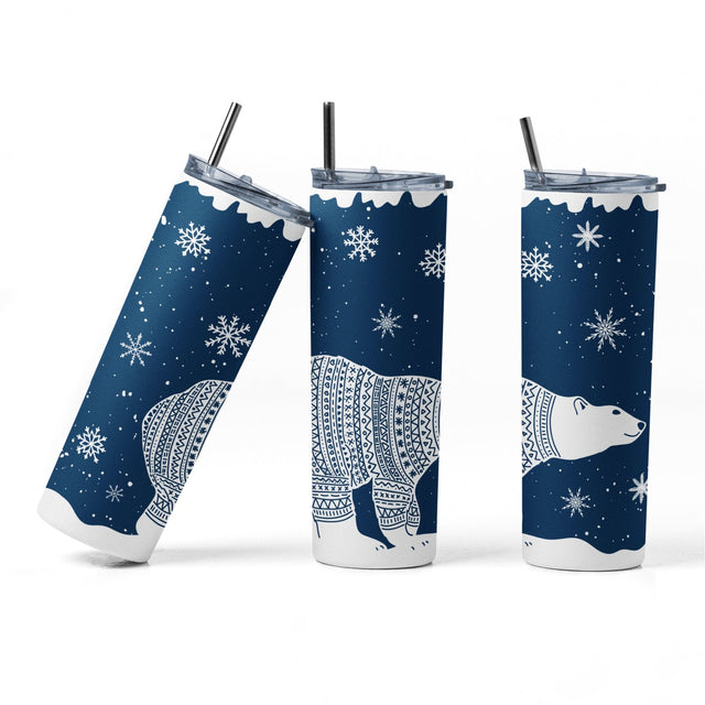 20 oz sublimation/waterslide skinny and taper tumbler wrap-Let it Snow polar bear Sublimation Sharia Morton Designs 