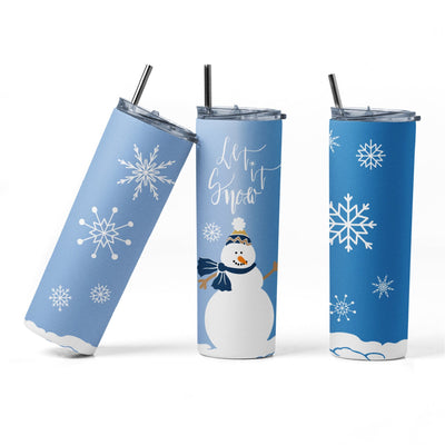 20 oz sublimation/waterslide skinny and taper tumbler wrap-Let it Snow snowman Sublimation Sharia Morton Designs 