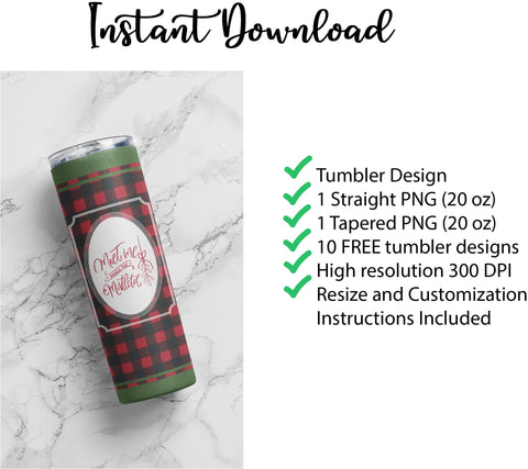 20 oz sublimation/waterslide skinny and taper tumbler wrap-Meet me under the mistletoe Sublimation Sharia Morton Designs 