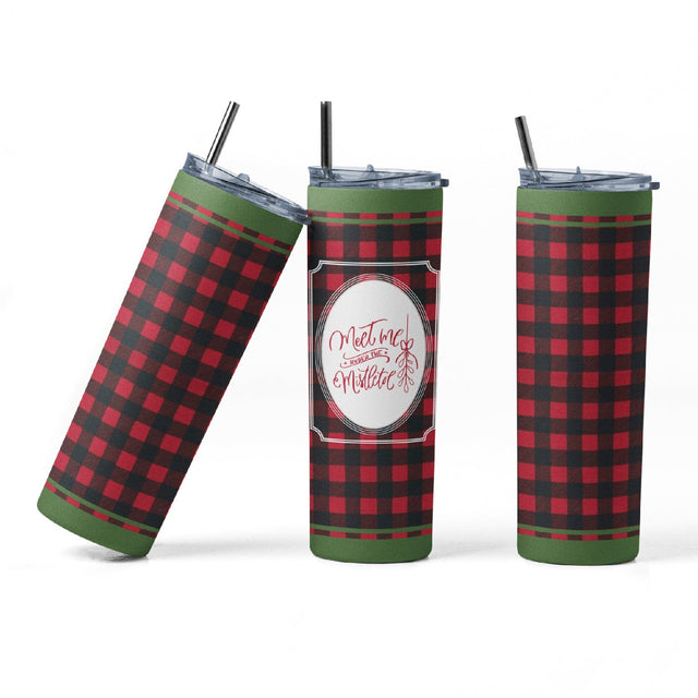 20 oz sublimation/waterslide skinny and taper tumbler wrap-Meet me under the mistletoe Sublimation Sharia Morton Designs 