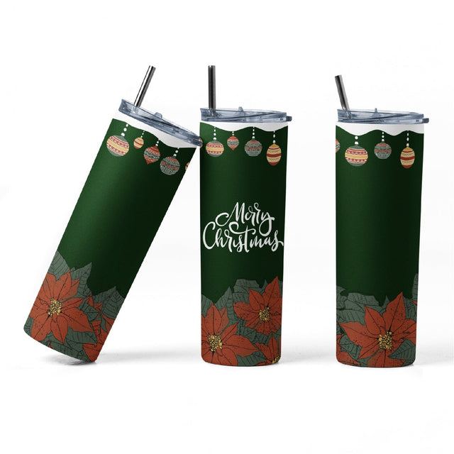 20 oz sublimation/waterslide skinny and taper tumbler wrap-Merry Christmas w ornaments Sublimation Sharia Morton Designs 