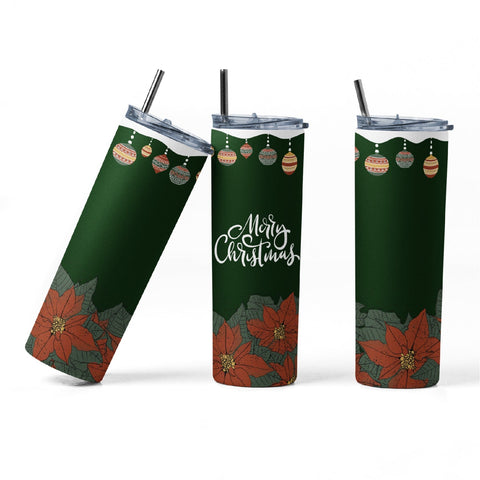 20 oz sublimation/waterslide skinny and taper tumbler wrap-Merry Christmas w ornaments Sublimation Sharia Morton Designs 