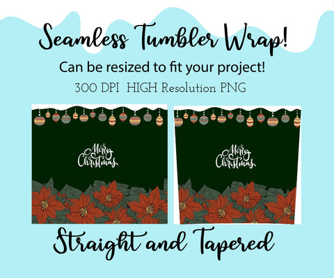 20 oz sublimation/waterslide skinny and taper tumbler wrap-Merry Christmas w ornaments Sublimation Sharia Morton Designs 