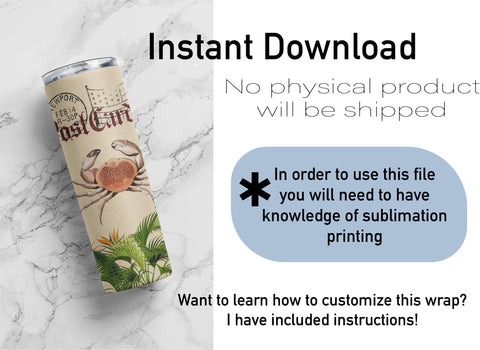20 oz sublimation/waterslide skinny and taper tumbler wrap-Newport Postcard Sublimation Sharia Morton Designs 