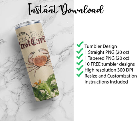 20 oz sublimation/waterslide skinny and taper tumbler wrap-Newport Postcard Sublimation Sharia Morton Designs 