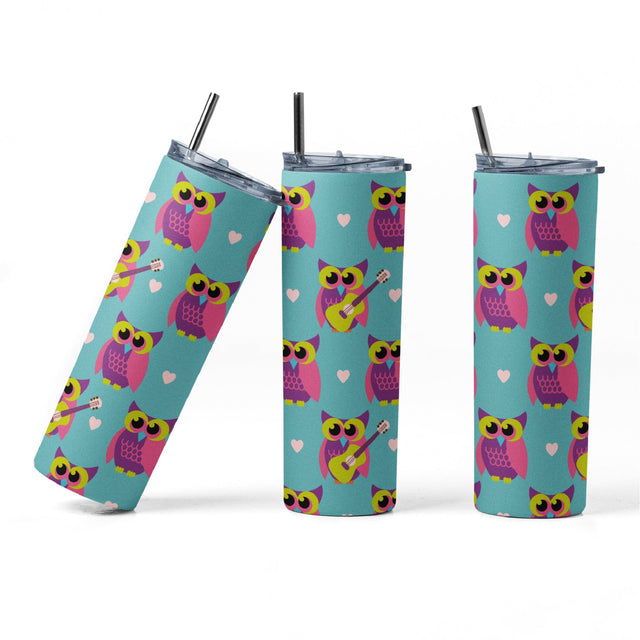 20 oz sublimation/waterslide skinny and taper tumbler wrap - owls Sublimation Sharia Morton Designs 