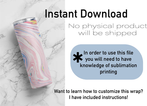 20 oz sublimation/waterslide skinny and taper tumbler wrap-pink marble Sublimation Sharia Morton Designs 