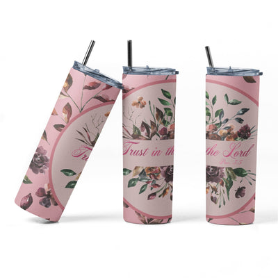 20. oz sublimation/waterslide skinny and taper tumbler wrap - pink Trust in the Lord Sublimation Sharia Morton Designs 