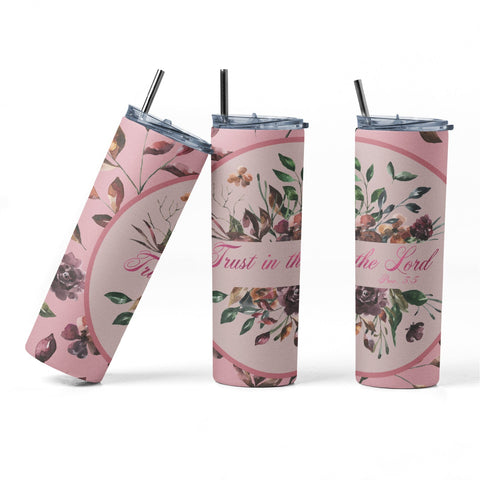 20. oz sublimation/waterslide skinny and taper tumbler wrap - pink Trust in the Lord Sublimation Sharia Morton Designs 