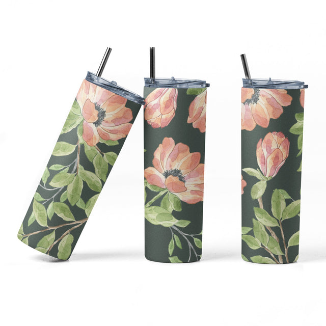 20 oz sublimation/waterslide skinny and taper tumbler wrap - Poppies Sublimation Sharia Morton Designs 