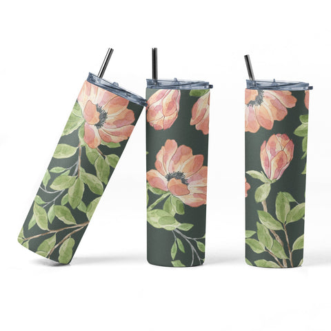 20 oz sublimation/waterslide skinny and taper tumbler wrap - Poppies Sublimation Sharia Morton Designs 