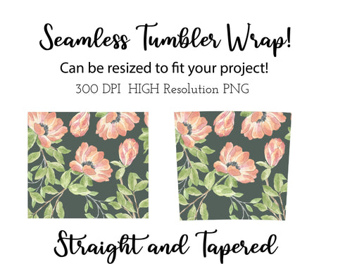 20 oz sublimation/waterslide skinny and taper tumbler wrap - Poppies Sublimation Sharia Morton Designs 