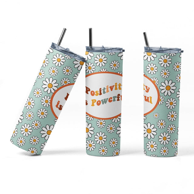 20 oz sublimation/waterslide skinny and taper tumbler wrap - positivity is powerful Sublimation Sharia Morton Designs 