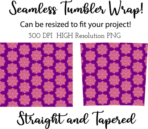 20 oz sublimation/waterslide skinny and taper tumbler wrap-Purple Medallion Sublimation Sharia Morton Designs 