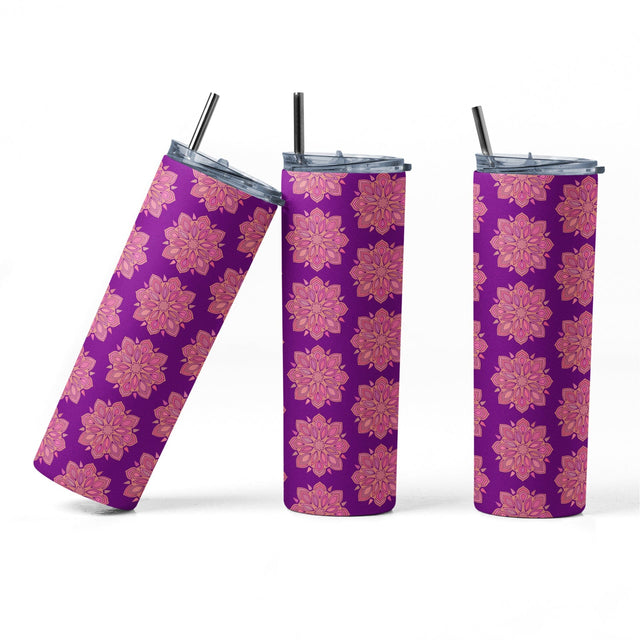20 oz sublimation/waterslide skinny and taper tumbler wrap-Purple Medallion Sublimation Sharia Morton Designs 