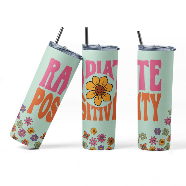 20 oz sublimation/waterslide skinny and taper tumbler wrap-Radiate positivity Sublimation Sharia Morton Designs 