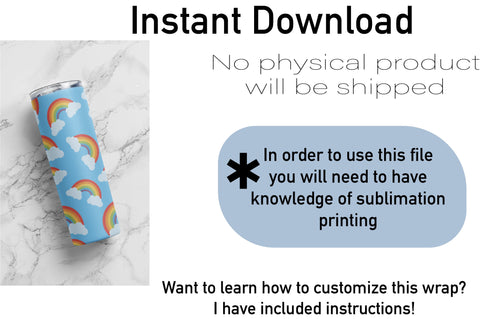 20 oz sublimation/waterslide skinny and taper tumbler wrap-rainbows Sublimation Sharia Morton Designs 
