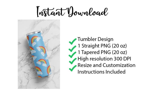 20 oz sublimation/waterslide skinny and taper tumbler wrap-rainbows Sublimation Sharia Morton Designs 