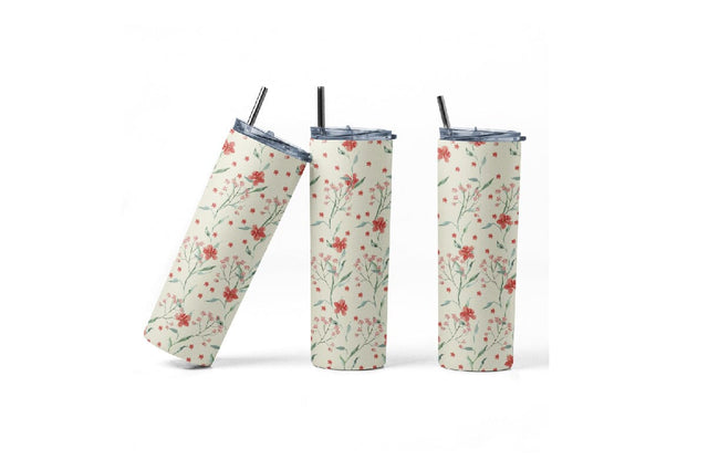 20 oz sublimation/waterslide skinny and taper tumbler wrap - red floral Sublimation Sharia Morton Designs 