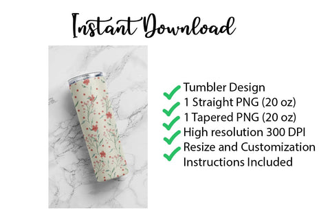 20 oz sublimation/waterslide skinny and taper tumbler wrap - red floral Sublimation Sharia Morton Designs 