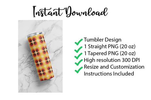 20 oz sublimation/waterslide skinny and taper tumbler wrap - retro orange circles Sublimation Sharia Morton Designs 