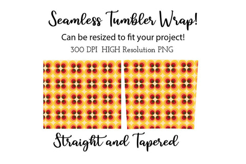 20 oz sublimation/waterslide skinny and taper tumbler wrap - retro orange circles Sublimation Sharia Morton Designs 