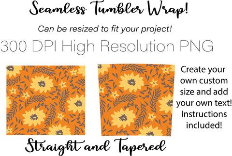 20 oz sublimation/waterslide skinny and taper tumbler wrap - retro yellow daisies Sublimation Sharia Morton Designs 