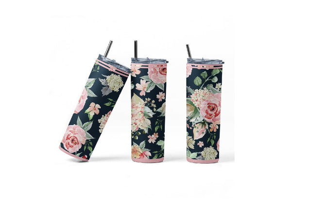 20 oz sublimation/waterslide skinny and taper tumbler wrap - rose stripe Sublimation Sharia Morton Designs 