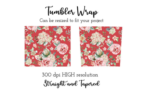 20 oz sublimation/waterslide skinny and taper tumbler wrap - rose Sublimation Sharia Morton Designs 