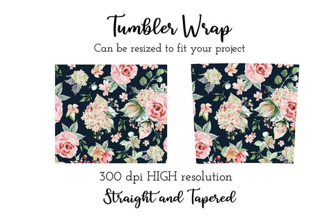20 oz sublimation/waterslide skinny and taper tumbler wrap - roses black Sublimation Sharia Morton Designs 